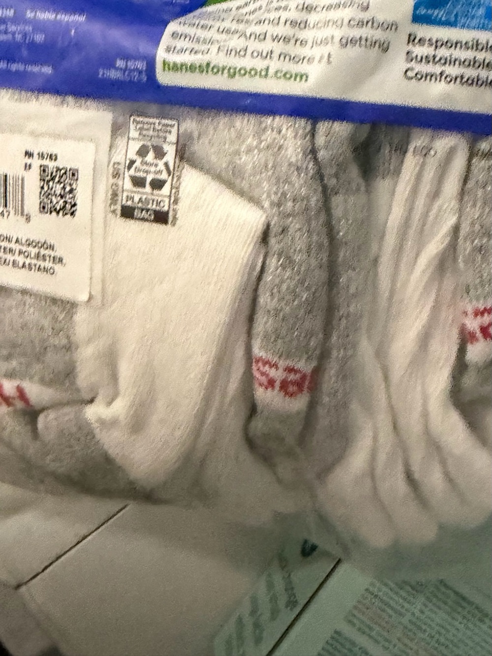 Men's White & Gray Crew Socks -  shoe size 4 1/2,- 8 1/2